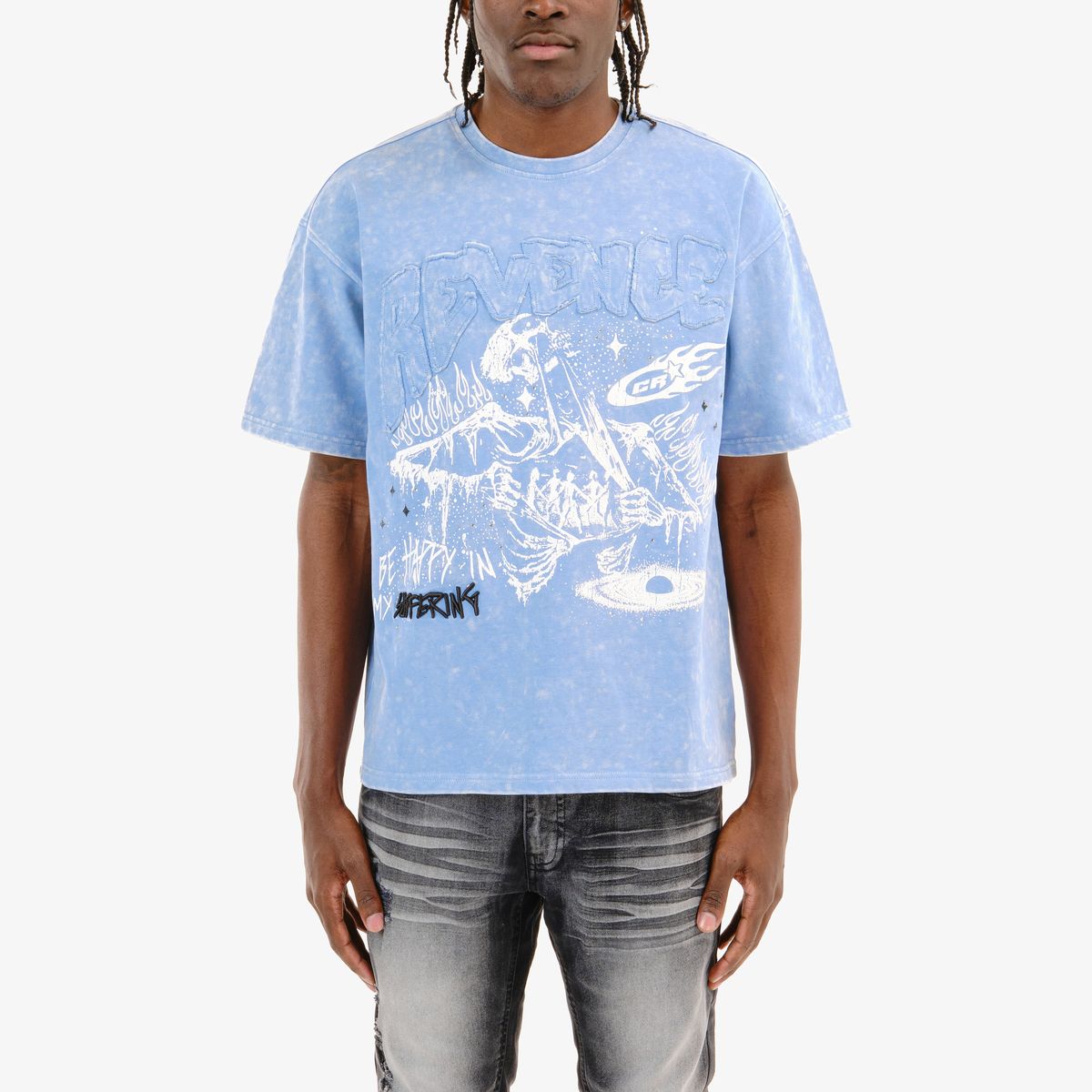 COPPER RIVET ACID WASH REVENGE T-SHIRT MULTI COLORS