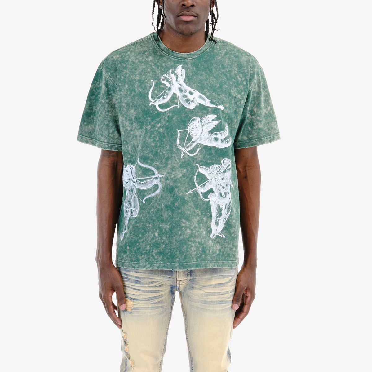COPPER RIVET ACID WASH CUPID T-SHIRT MULTI COLORS