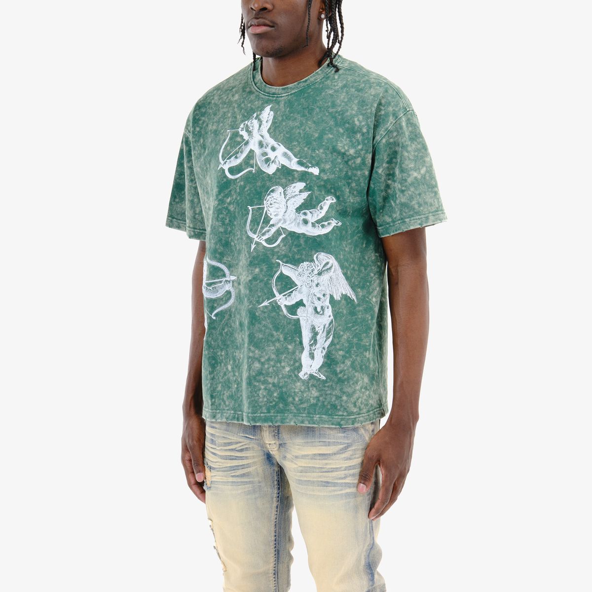 COPPER RIVET ACID WASH CUPID T-SHIRT MULTI COLORS