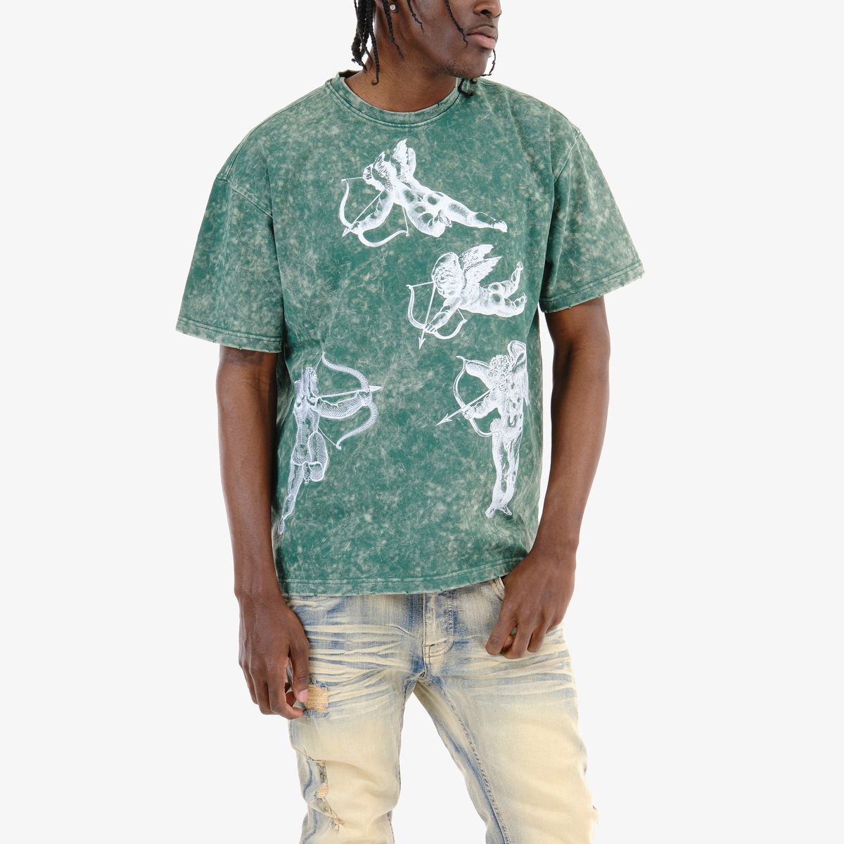 COPPER RIVET ACID WASH CUPID T-SHIRT MULTI COLORS