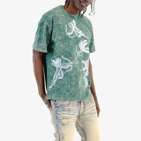 COPPER RIVET ACID WASH CUPID T-SHIRT MULTI COLORS