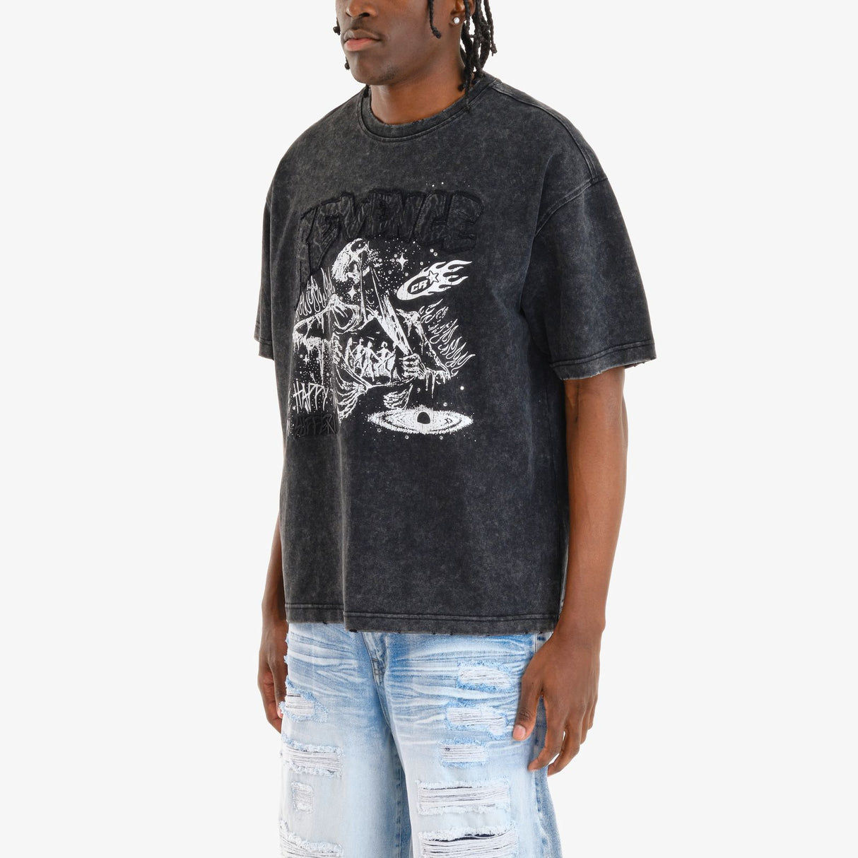 COPPER RIVET ACID WASH REVENGE T-SHIRT MULTI COLORS