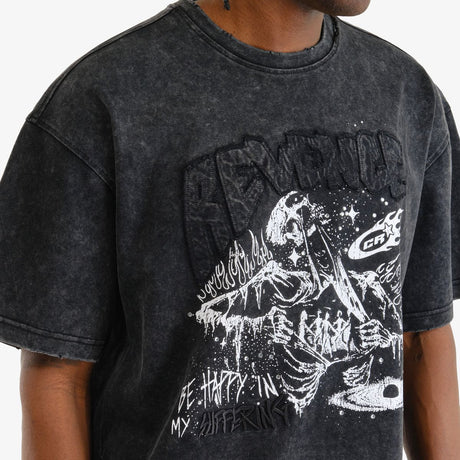 COPPER RIVET ACID WASH REVENGE T-SHIRT MULTI COLORS