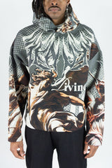 REBEL MINDS RHINESTONE HEAVEN TAPESTRY CHARCOAL HOODIE