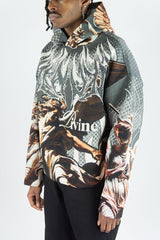 REBEL MINDS RHINESTONE HEAVEN TAPESTRY CHARCOAL HOODIE