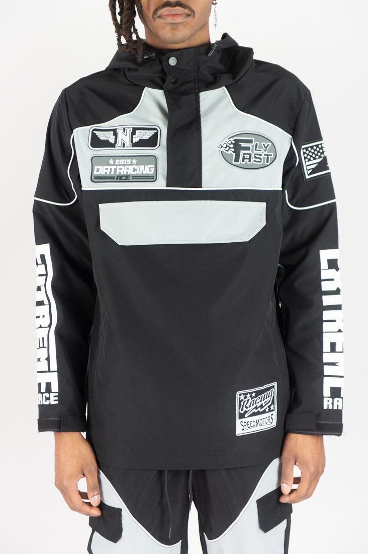 REBEL MINDS RACING ANORAK NYLON HOODIE MULTI COLORS