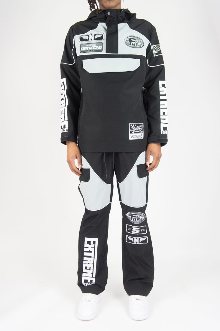REBEL MINDS RACING ANORAK NYLON HOODIE MULTI COLORS