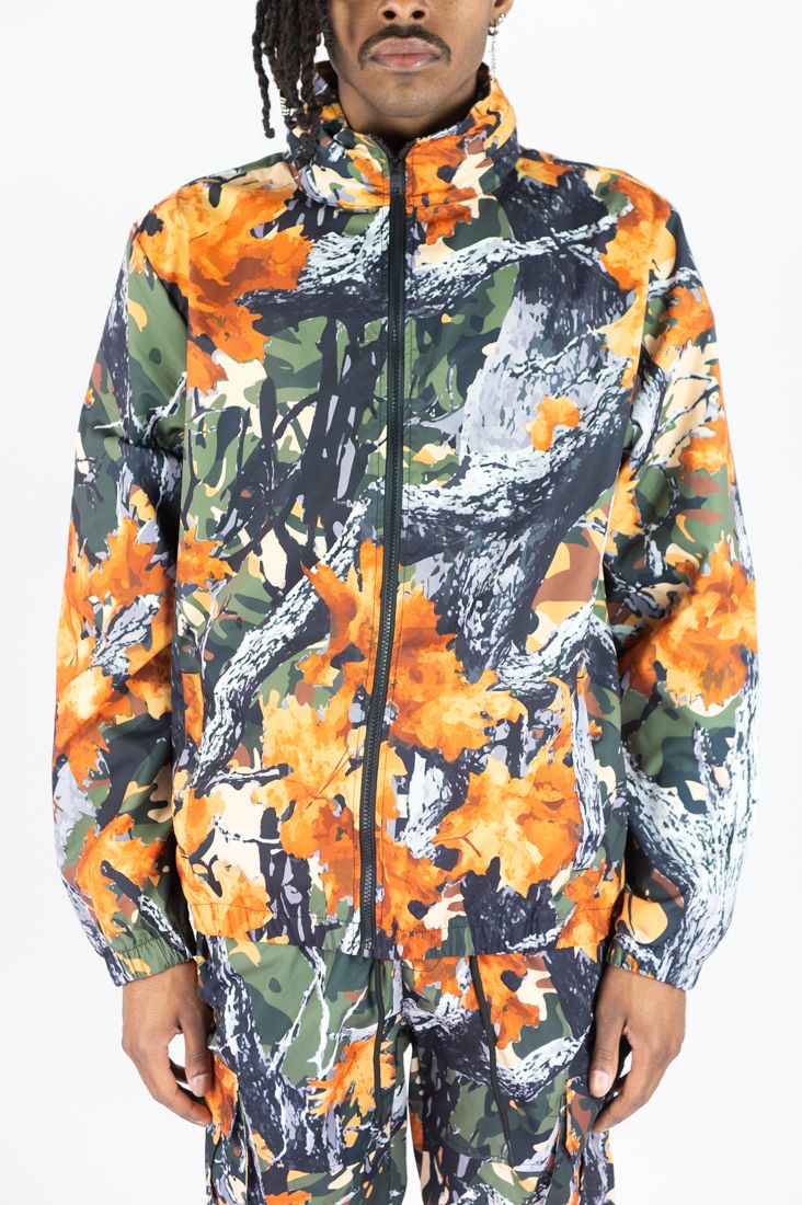 REBEL MINDS CAMO WINDBREAKER NYLON JACKET FOREST