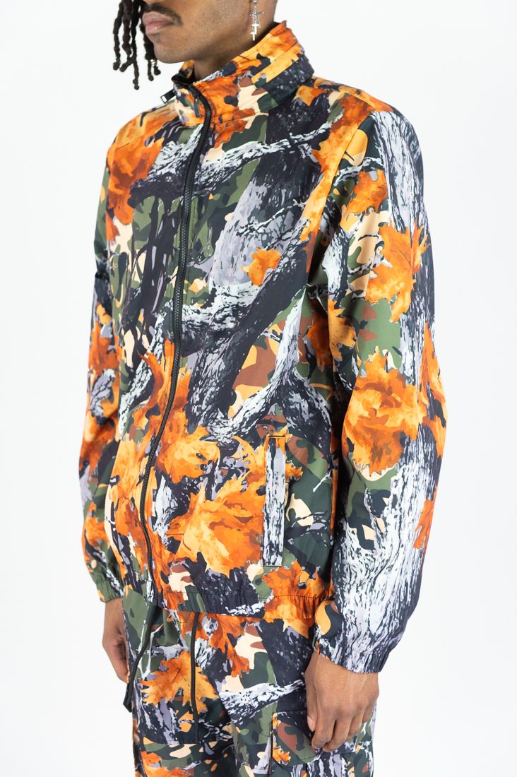 REBEL MINDS CAMO WINDBREAKER NYLON JACKET FOREST