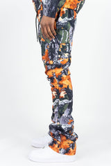 REBEL MINDS CAMO NYLON CARGO STACKED JOGGER FOREST