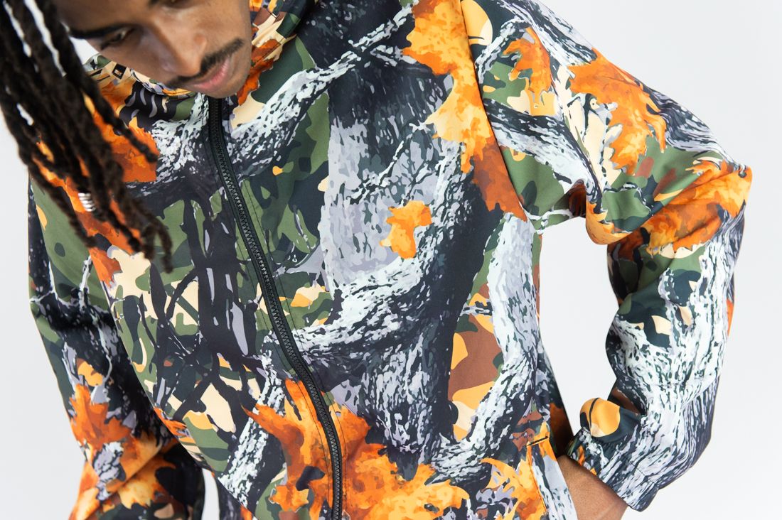 REBEL MINDS CAMO WINDBREAKER NYLON JACKET FOREST