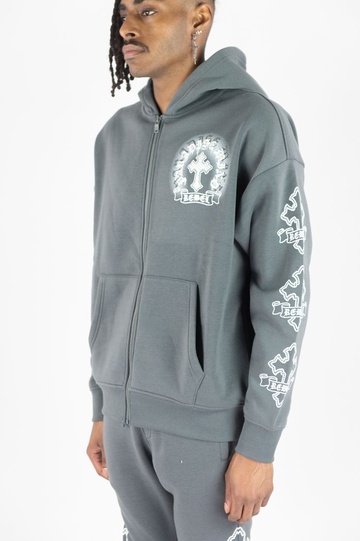 REBEL MINDS CROSS HOODIE DARK GREY