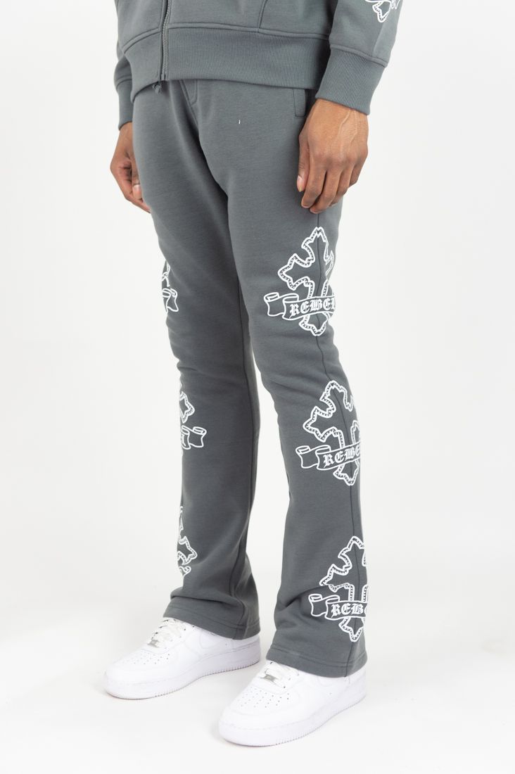 REBEL MINDS CROSS STACKED JOGGER DARK GREY
