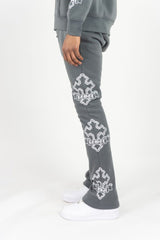 REBEL MINDS CROSS STACKED JOGGER DARK GREY