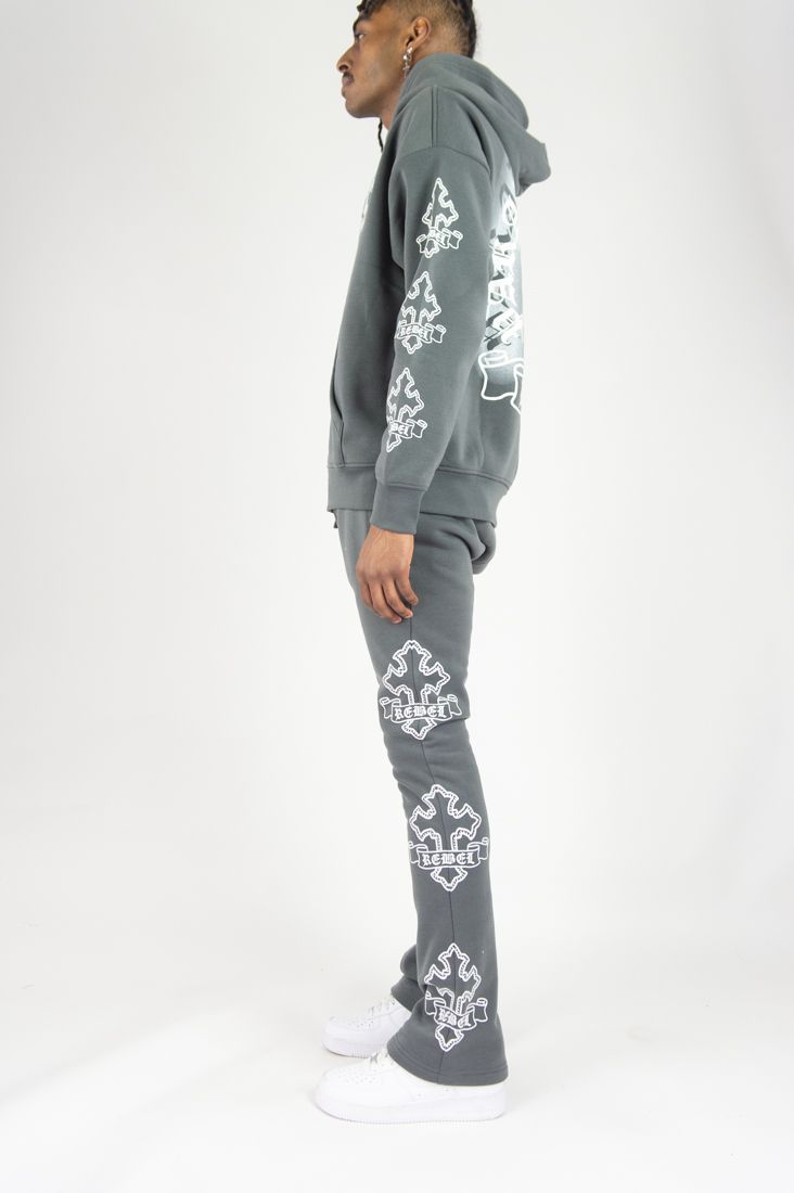 REBEL MINDS CROSS STACKED JOGGER DARK GREY