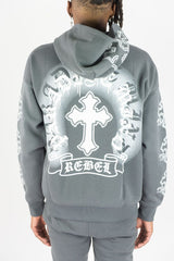 REBEL MINDS CROSS HOODIE DARK GREY