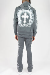 REBEL MINDS CROSS HOODIE DARK GREY