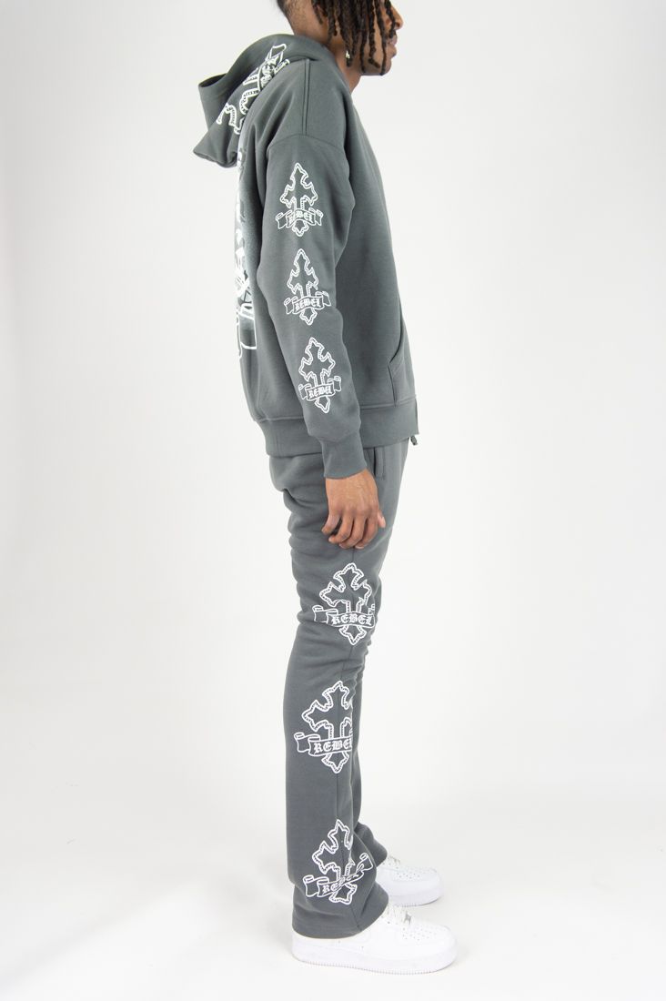 Rebel Mind Cross Hoodie Dark Grey