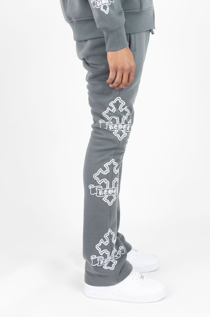 REBEL MINDS CROSS STACKED JOGGER DARK GREY