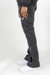 REBEL MINDS FLAME SCULL ACID WASH STACKED JOGGER MULTI COLORS