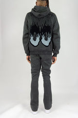 REBEL MINDS FLAME SKULL ACID WASH HOODIE MULTI COLORS