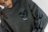 REBEL MINDS FLAME SKULL ACID WASH HOODIE MULTI COLORS