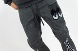 REBEL MINDS FLAME SCULL ACID WASH STACKED JOGGER MULTI COLORS