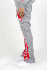 REBEL MINDS FLAME SCULL ACID WASH STACKED JOGGER MULTI COLORS
