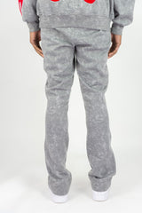 REBEL MINDS FLAME SCULL ACID WASH STACKED JOGGER MULTI COLORS