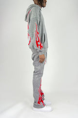 REBEL MINDS FLAME SCULL ACID WASH STACKED JOGGER MULTI COLORS