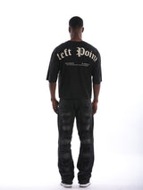Left Point Skeleton Crystal Over Sized T- Shirt Black