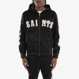 COPPER RIVET MOHAIR SAINTS EMBROIDERY FULL ZIP HOODIE MULTI COLORS