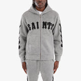 COPPER RIVET MOHAIR SAINTS EMBROIDERY FULL ZIP HOODIE MULTI COLORS
