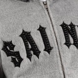 COPPER RIVET MOHAIR SAINTS EMBROIDERY FULL ZIP HOODIE MULTI COLORS