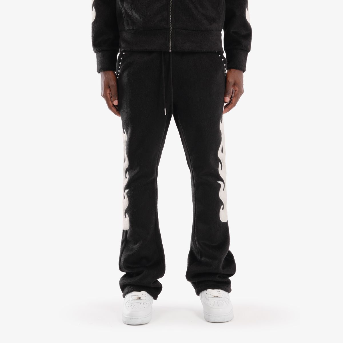 COPPER RIVET MOHAIR EMBROIDERY STACKED SWEATPANTS MULTI COLORS
