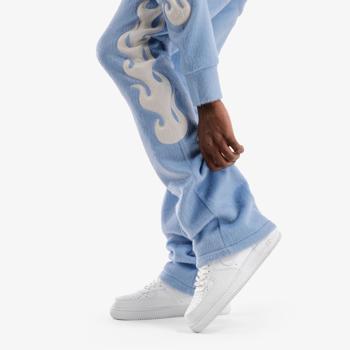 COPPER RIVET MOHAIR EMBROIDERY STACKED SWEATPANTS MULTI COLORS