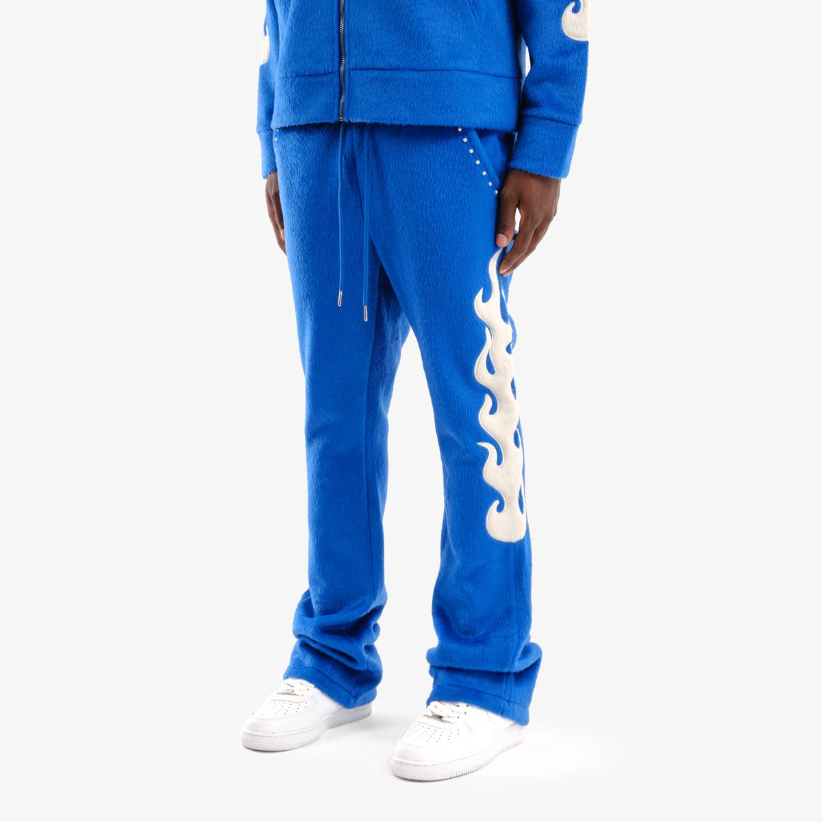 COPPER RIVET MOHAIR EMBROIDERY STACKED SWEATPANTS MULTI COLORS
