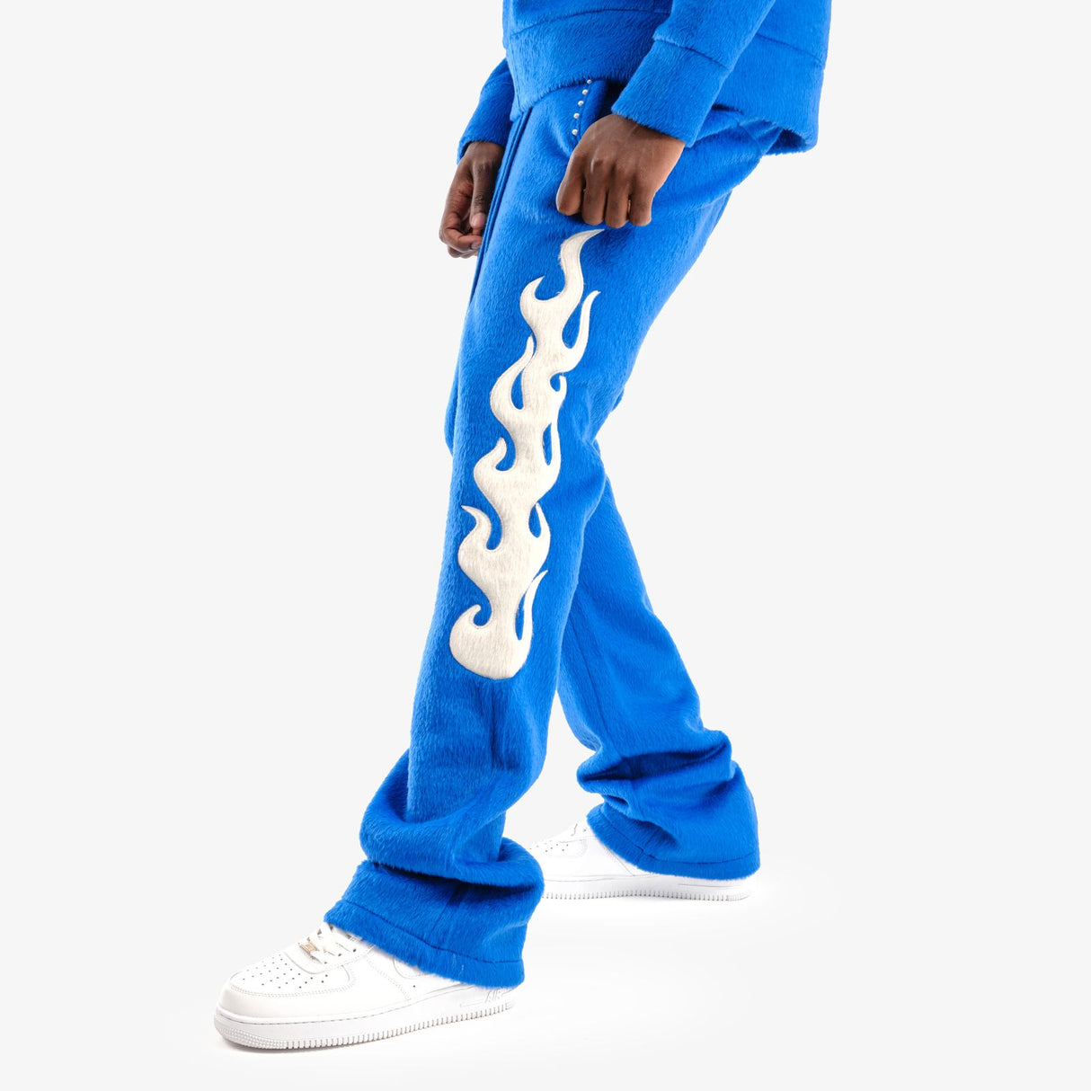 COPPER RIVET MOHAIR EMBROIDERY STACKED SWEATPANTS MULTI COLORS