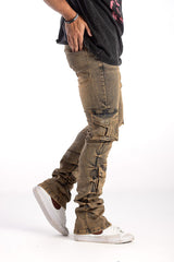 Kindred Stacked Cargo Utility Wax Smoked Jeans Multi Colors