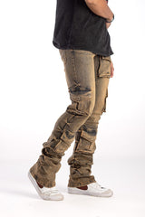 Kindred Stacked Cargo Utility Wax Smoked Jeans Multi Colors