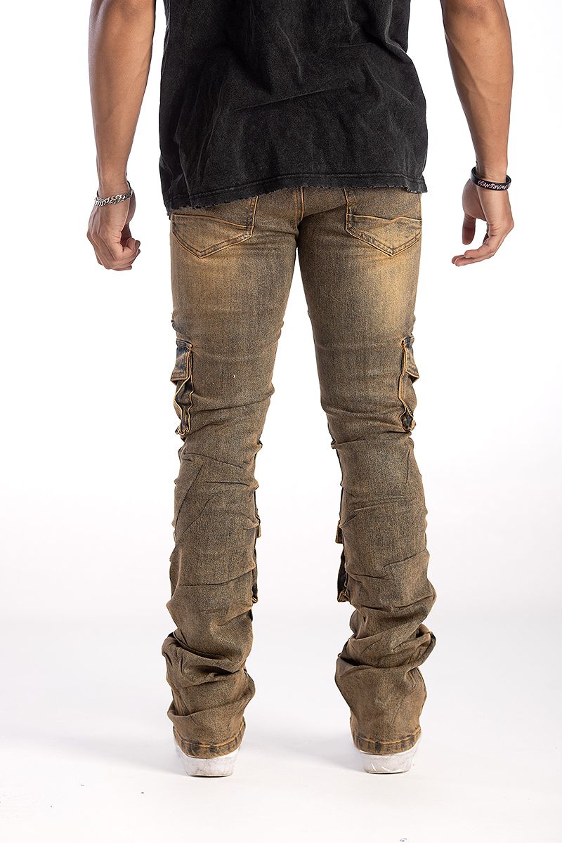 Kindred Stacked Cargo Utility Wax Smoked Jeans Multi Colors