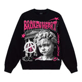 Forty Broken Heart Crewneck Fleece Sweatshirt Multi Colors