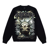 Forty Skull Rhinestone Crewneck Fleece Sweatshirt Multi Colors