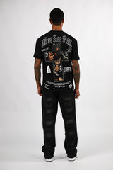 Left Point Saints Rhinestones T- Shirt Black