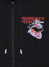 Roberto Vino Milano Fresh Cherry Zip Up Hoodie Black