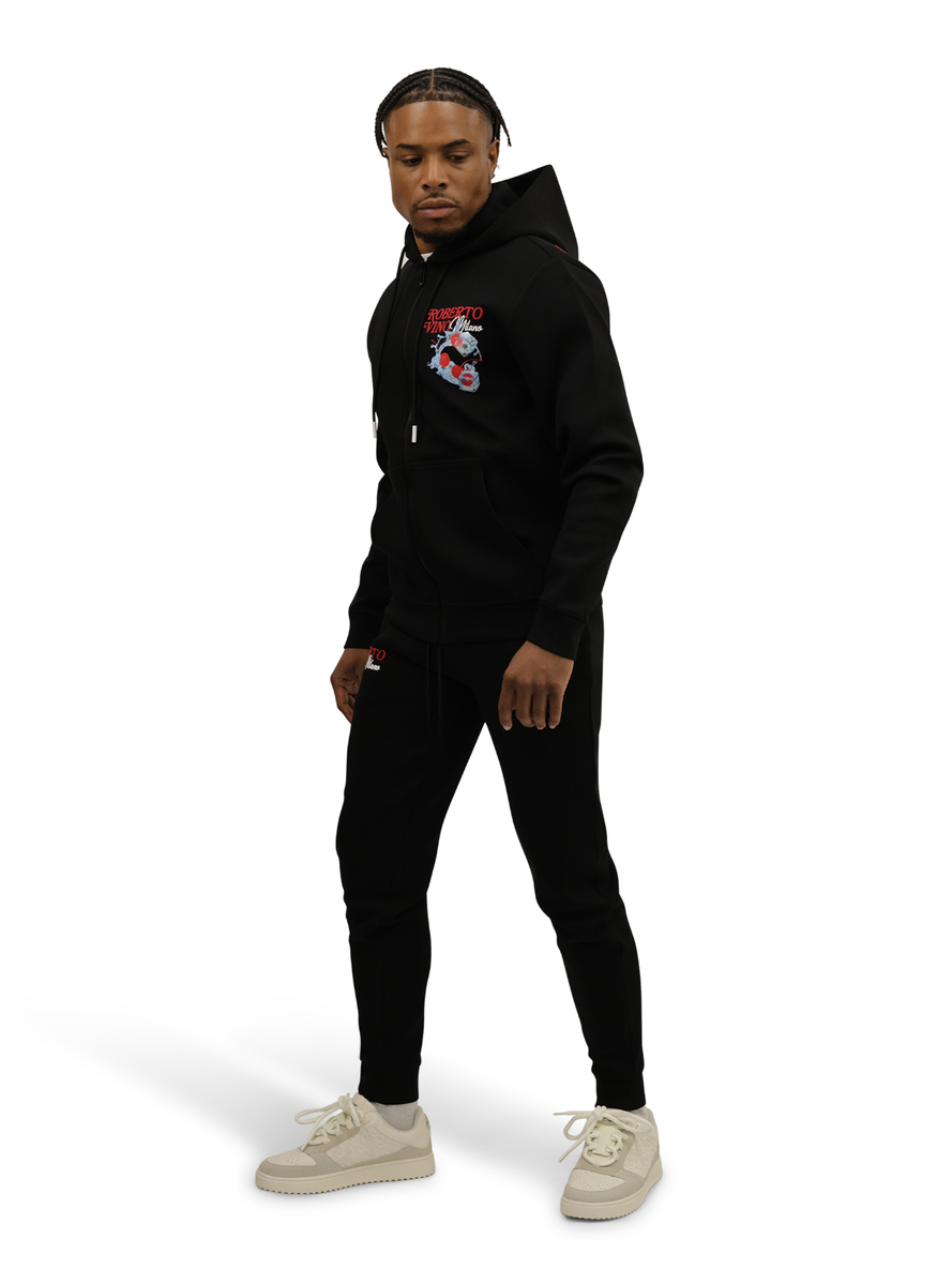 Roberto Vino Milano Fresh Cherry Zip Up Hoodie Black