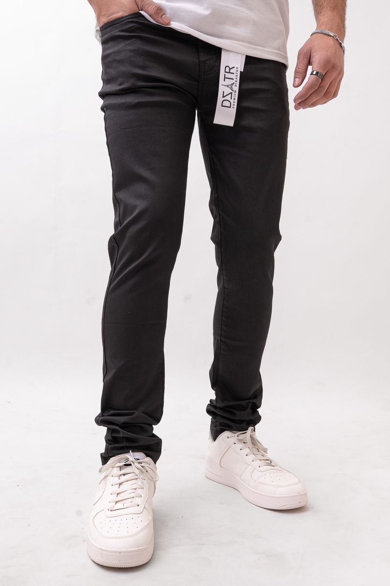 Disaster Skinny Black Wax Stretch Denim Black