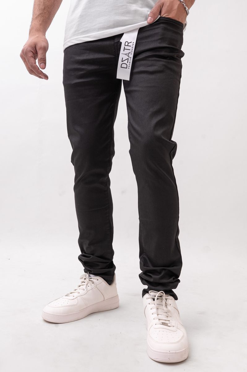 Disaster Skinny Black Wax Stretch Denim Black