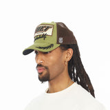 Cult Of Individuality Mesh Back Cult Racing Trucker Hat Olive
