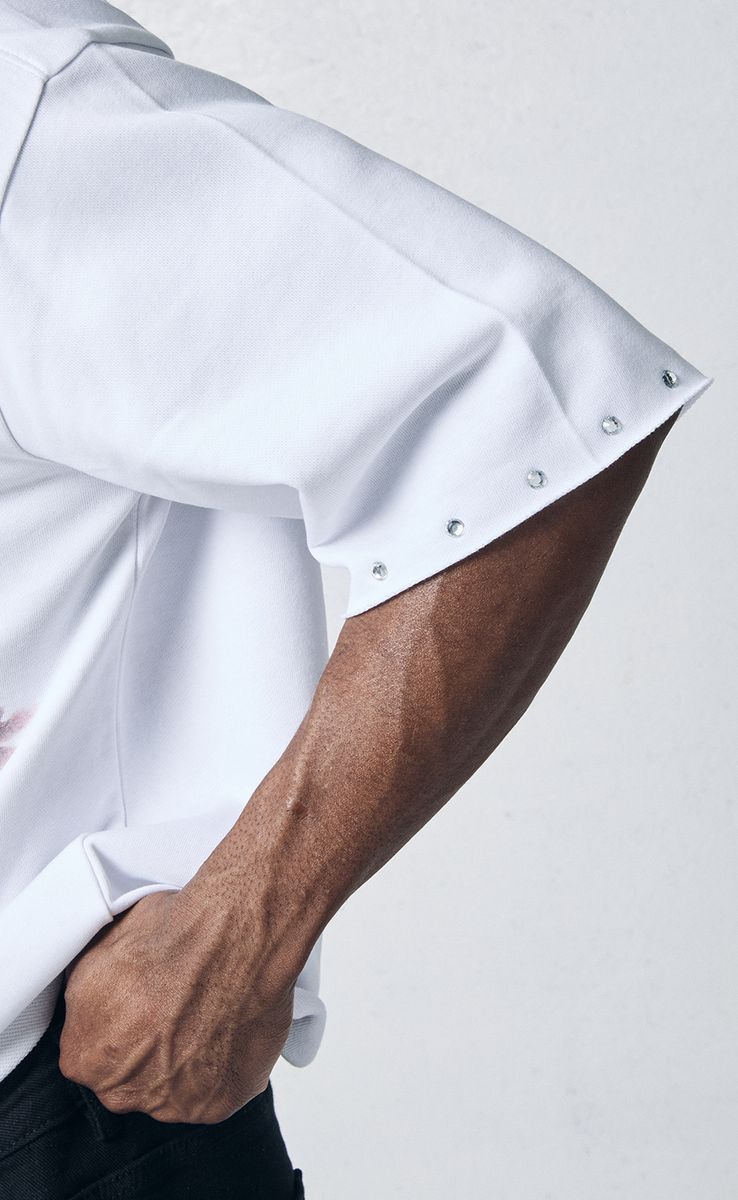 Pj Mark Triumph Rhinestones French Terry Cropped T-Shirt Multi Colors